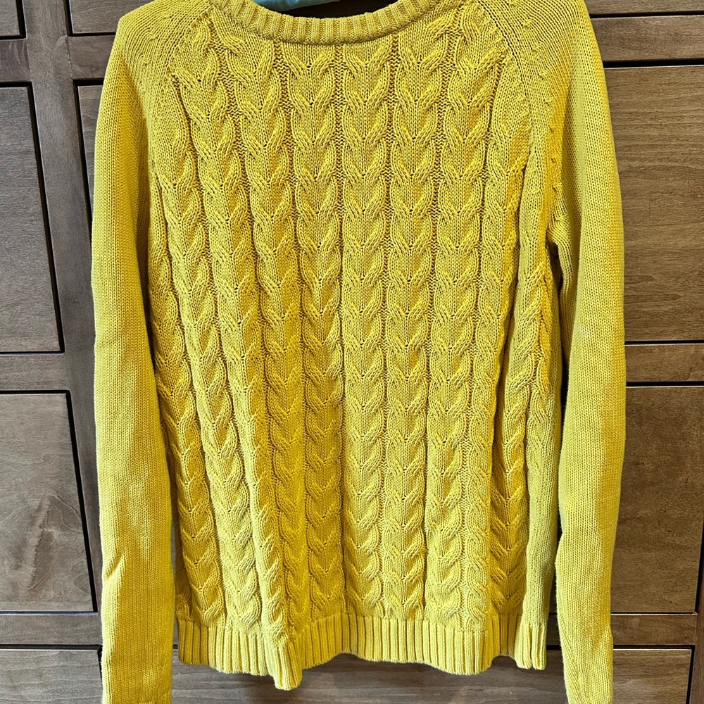 Lands' End Mustard Cable Knit Sweater